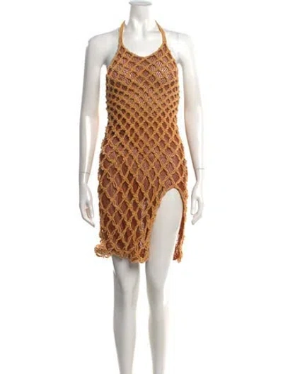 Pre-owned Isa Boulder Halterneck Mini Dress In Multi