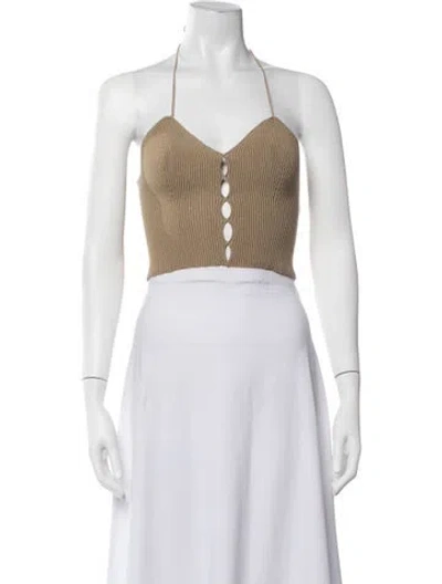 Pre-owned Isa Boulder Halterneck Sleeveless Crop Top In Neutrals