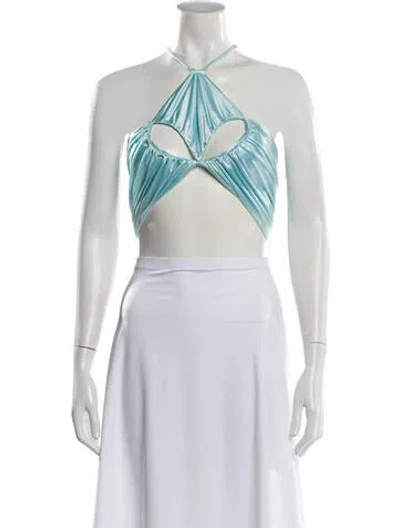 Pre-owned Isa Boulder Halterneck Sleeveless Crop Top In White