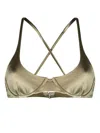 Isa Boulder Reversible Crossover-strap Bikini Top In Goldgrass