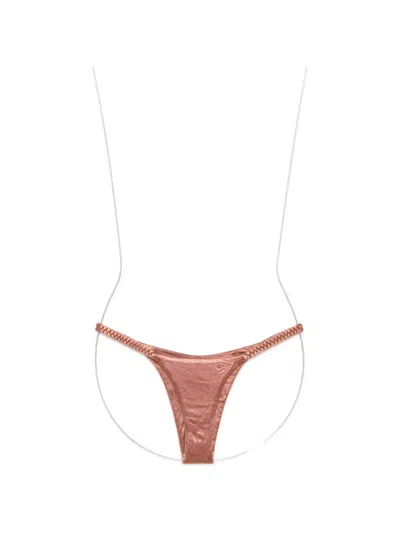 Isa Boulder High Weave Bikini Bottom In Pink