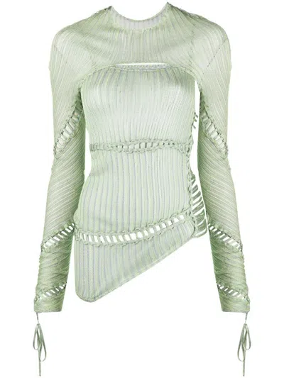 Isa Boulder Jigsaw Knit Top Set In Green