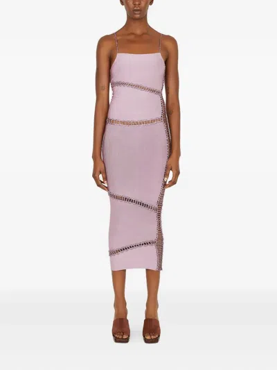 Isa Boulder Jigsaw Midi Dress In Purple