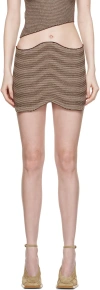 Isa Boulder Khaki Curly Miniskirt In Bark