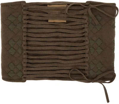 Isa Boulder Khaki Expandable Quilted Belt In Swamp