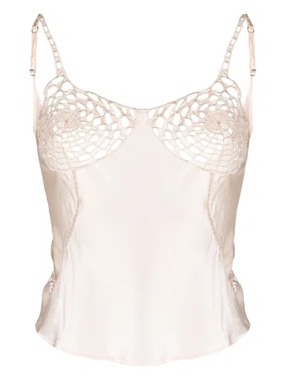 Isa Boulder Knot-detailling Satin-finish Top In Blush