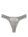 Isa Boulder Floral-macrame Bikini Bottoms In Grey