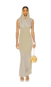 Isa Boulder Lowhood Maxi Dress In Grey,sage