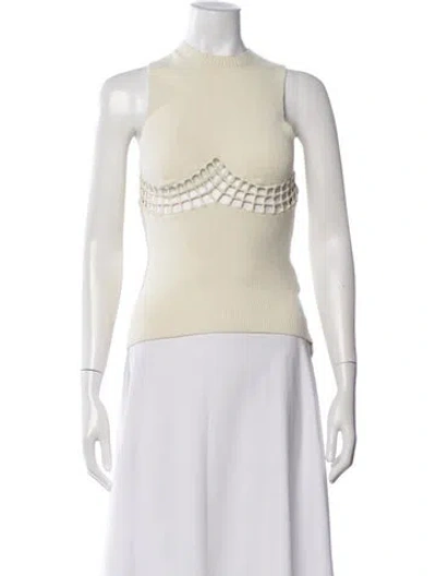 Pre-owned Isa Boulder Mock Neck Sweater In White
