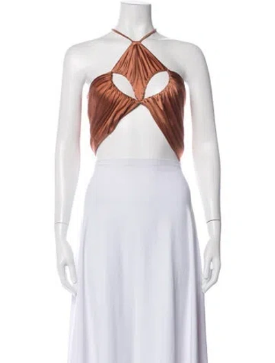 Pre-owned Isa Boulder Nylon Halterneck Crop Top In White