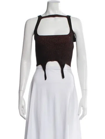 Pre-owned Isa Boulder Nylon Square Neckline Crop Top In Black