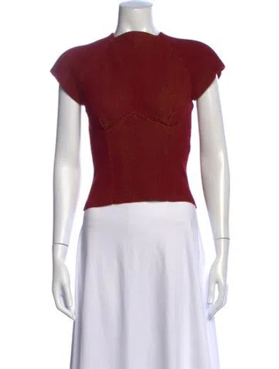 Pre-owned Isa Boulder Nylon Square Neckline Crop Top In Red