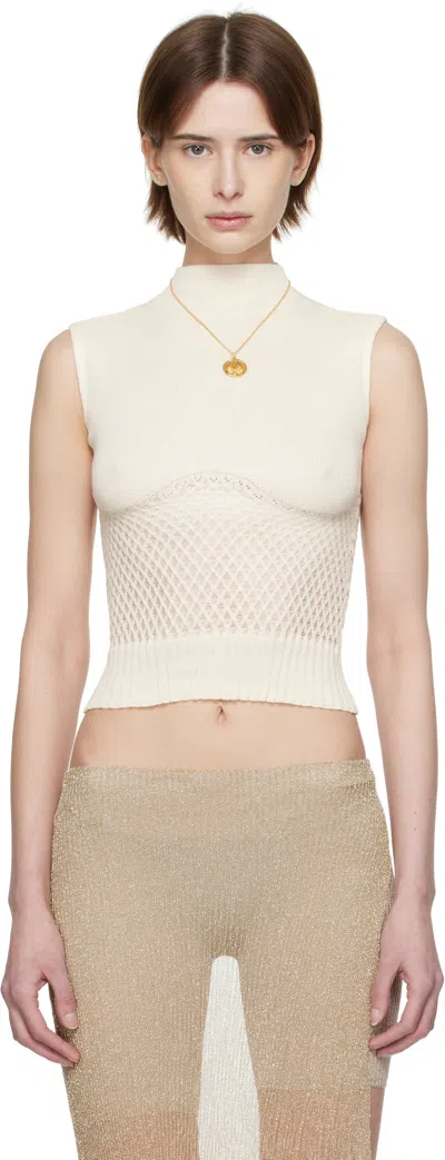 Isa Boulder Off-white Honeycomb Tank Top In Milk