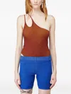 Isa Boulder One-shoulder Ribbed Tank Top In Brown