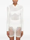 Isa Boulder Open-knit V-neck Sweater In White