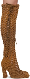 Isa Boulder Orange Spiral Cable Boots In Tangerine