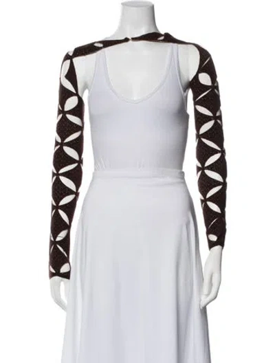 Pre-owned Isa Boulder Patterned Asymmetrical Sweater In Brown