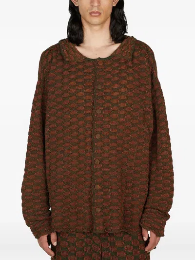 Isa Boulder Patterned Cardigan In Brown