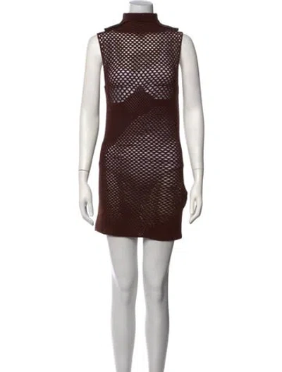 Pre-owned Isa Boulder Patterned Mini Dress In Brown