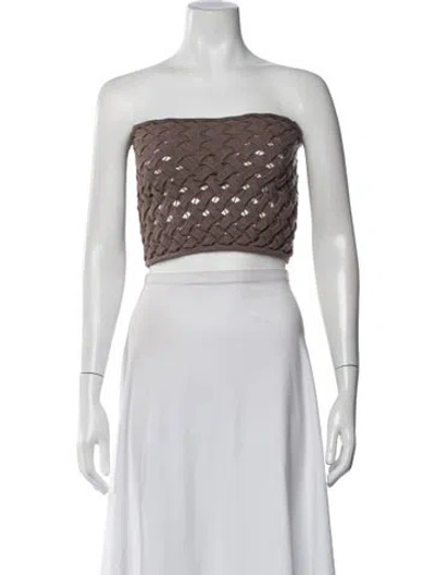Pre-owned Isa Boulder Patterned Strapless Crop Top In Neutrals
