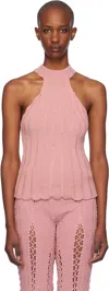 Isa Boulder Pink Lily Halter Neck Tank Top In Soft Pink