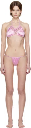 Isa Boulder Pink 'pearl On The Beach' & Knot Bikini In Pink