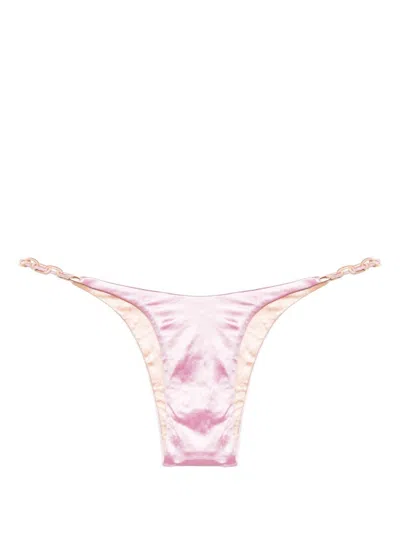 Isa Boulder Pink Satin-finish Bikini Bottoms