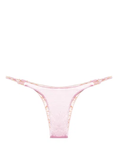 Isa Boulder Pink Satin-finish Bikini Bottoms