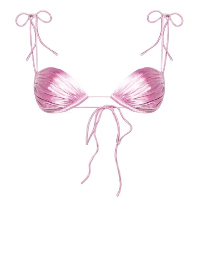 Isa Boulder Pink Satin-finish Bikini Top