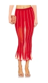 Isa Boulder Pleating Maxi Skirt In Peach Red