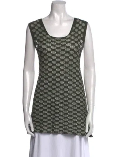 Pre-owned Isa Boulder Printed Scoop Neck Tunic W/ Tags In Green