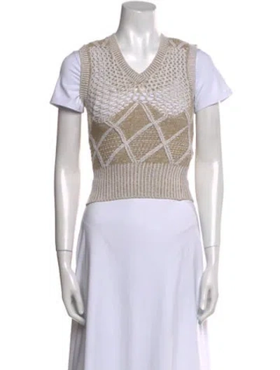 Pre-owned Isa Boulder Printed V-neck Sweater In Neutral