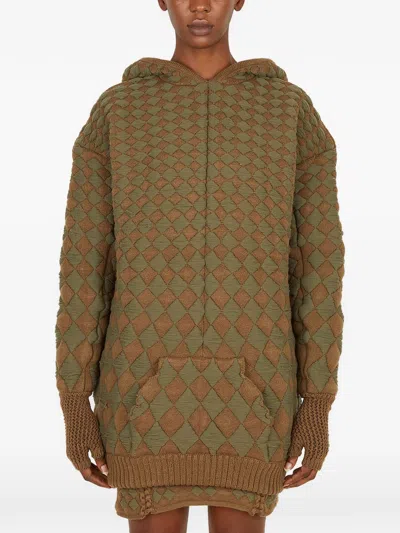 Isa Boulder Quilted Hoodie In Green