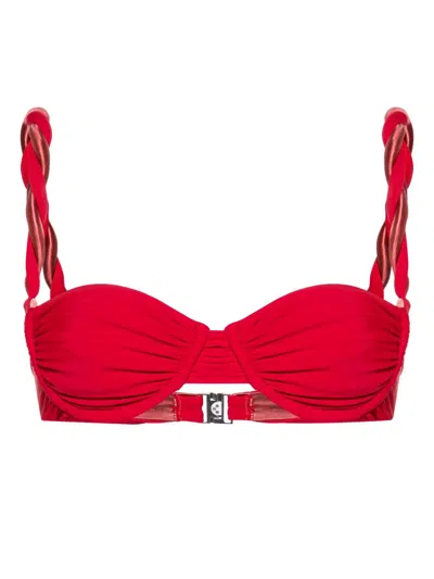 Isa Boulder Red Braid-detail Bikini Top