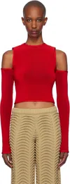 Isa Boulder Red Quarter Shoulder Crop T-shirt In Blood