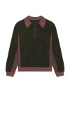 Isa Boulder Relax Zip Up Polo Sweater In Black