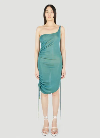 Isa Boulder Reversible Skin Asymmetric Dress In Green