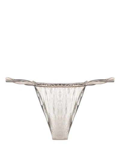 Isa Boulder Rope-detail Reversible Bikini Bottoms In Silver