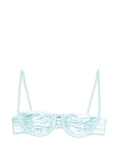 Isa Boulder Ruched Weave Bikini Top In Multi