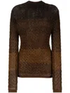 Isa Boulder Shirred-effect Striped Jumper In Brown