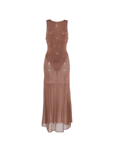 Isa Boulder Sleeveless Midi Dress In Brown