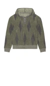 Isa Boulder Small Argyle Towel Hoodie In Green
