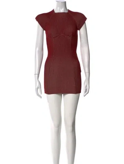Pre-owned Isa Boulder Square Neckline Mini Dress In Red