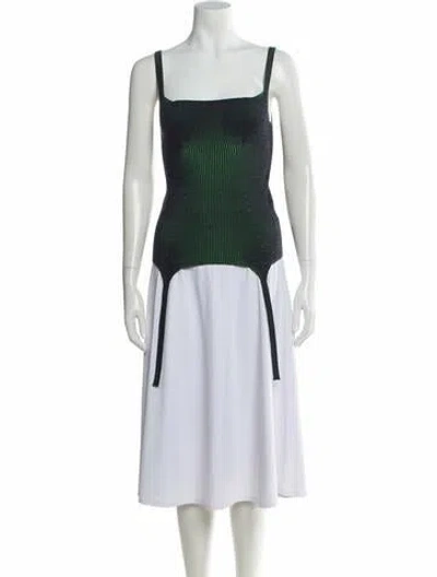 Pre-owned Isa Boulder Square Neckline Sleeveless Top In Green