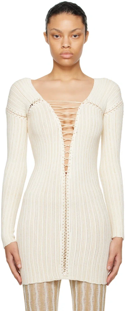 Isa Boulder Ssense Exclusive Beige & White Lace-up Top In Calico