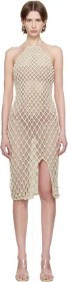 Isa Boulder Ssense Exclusive Beige High Halter Neck Midi Dress In Beige + Beige Lining
