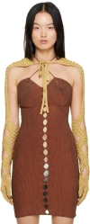 Isa Boulder Ssense Exclusive Beige Spiralweave Gloves In Gold