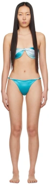 Isa Boulder Ssense Exclusive Blue Twisted Bikini In Aqua Teal
