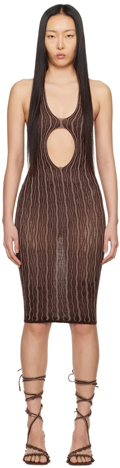 Isa Boulder Ssense Exclusive Brown Cactus Minidress In Yamsoil