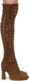 Isa Boulder Ssense Exclusive Brown Spiralcable Tall Boots In Caramel